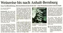 Pressebeitrag Weinreise bis nach Anhalt-Bernburg MZ 13.10.2007